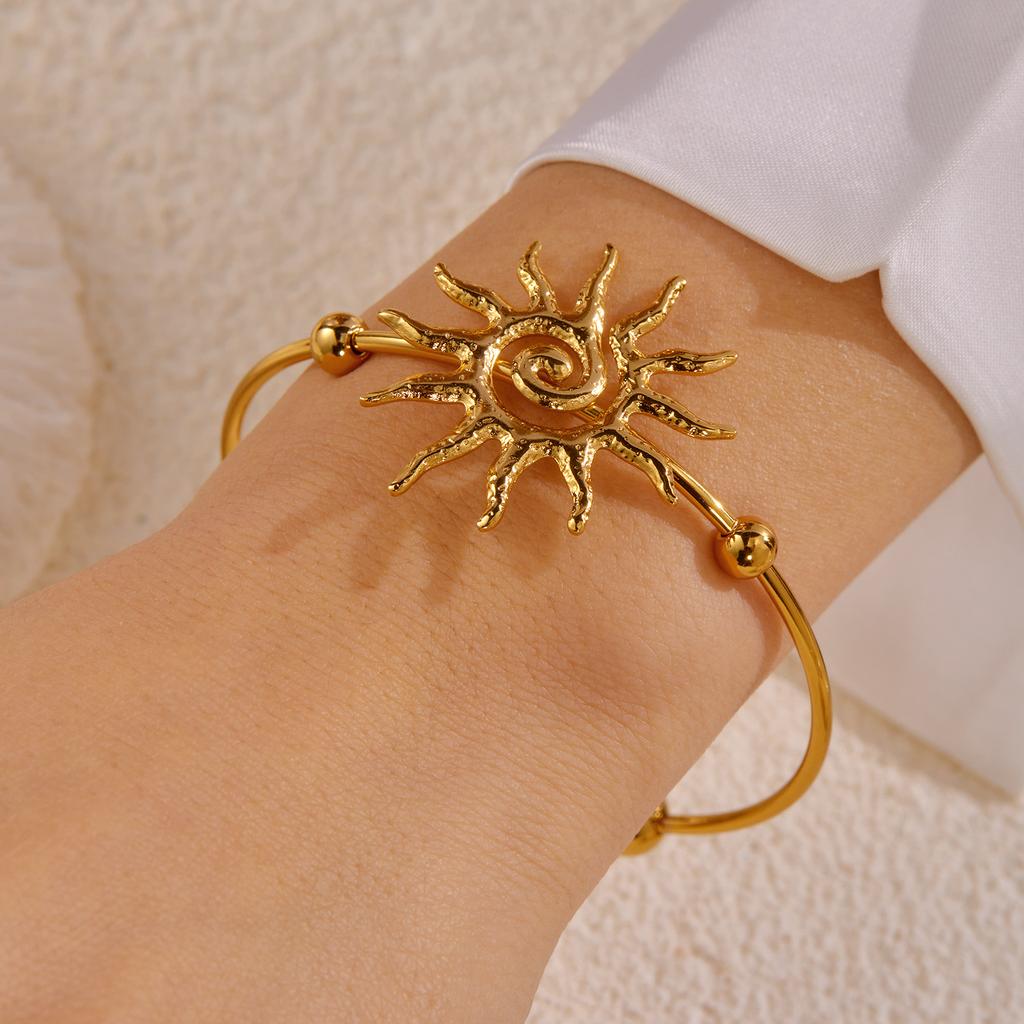Vacation Style Stainless Steel Cuff Bangle for Women Gold Color Adjustable Conch Octopus Turtle Bracelet Beach Party Jewelry