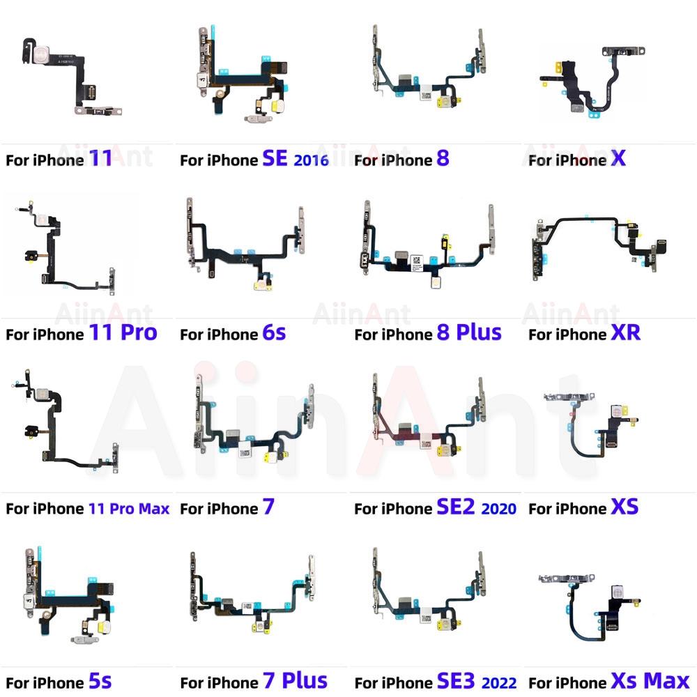 AiinAnt Power Volume Buttos Flash Light Power Flex Cable For iPhone 11 Pro X XR Xs Max SE 7 8 Plus SE 2 3 2020 2026 Phone Pars