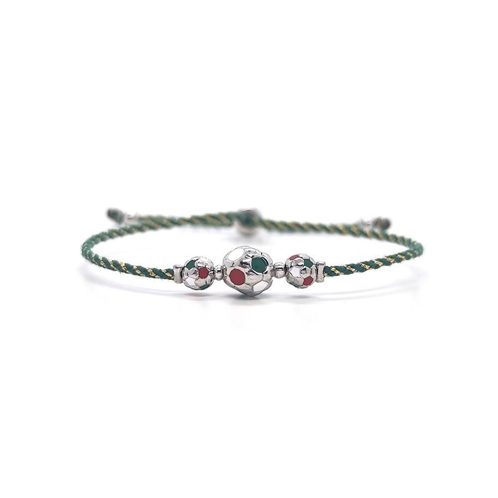 Adjustable Cord Football Beaded Bracelet Gold Silver Plated Braided Cord Bracelet  For Women Men