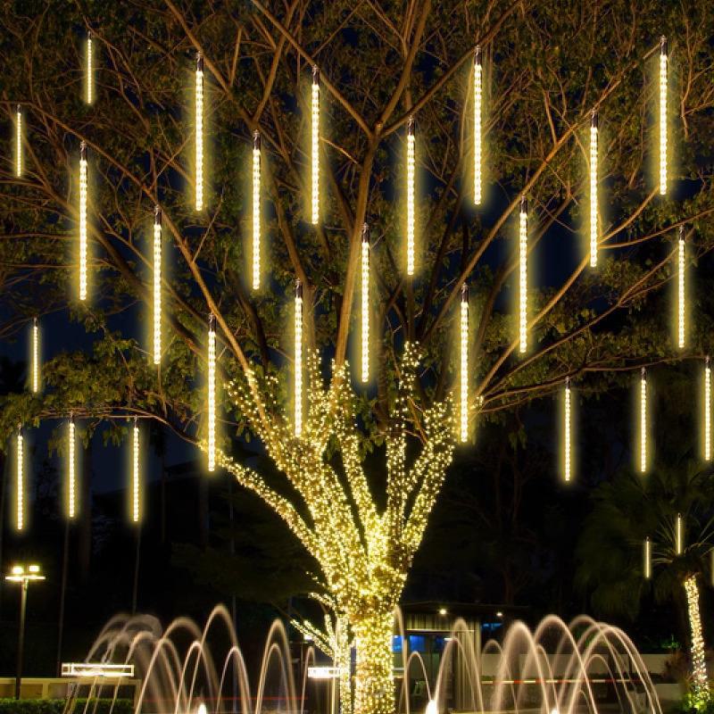 Outdoor Waterproof Solar LED Meteor Shower Lights: Colorful Hanging Tree Decoration for Street and Landscape Atmosphere