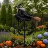 Mulino a vento da giardino magico spettrale di Halloween, decorazione da picchetto per esterni con motivi di strega e pipistrello, ornamento divertente e inquietante per la decorazione del giardino di Halloween
