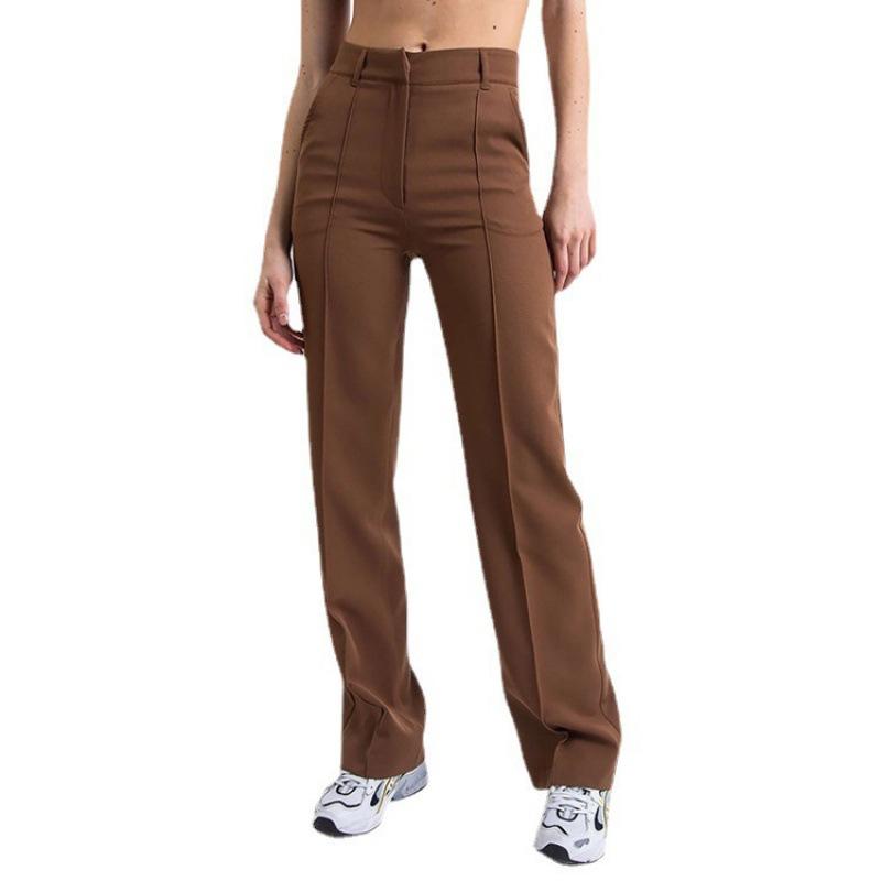 Commuter business casual pants spring and summer new solid color simple fashion straight wide-leg pants trousers slim-fitting women