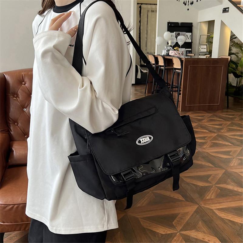 Teenage Stylish Shoulder Bag with PVC Pouch Teen Campus Messenger Bag Top Cover Type School Crossbody Bags for Student Daily Use