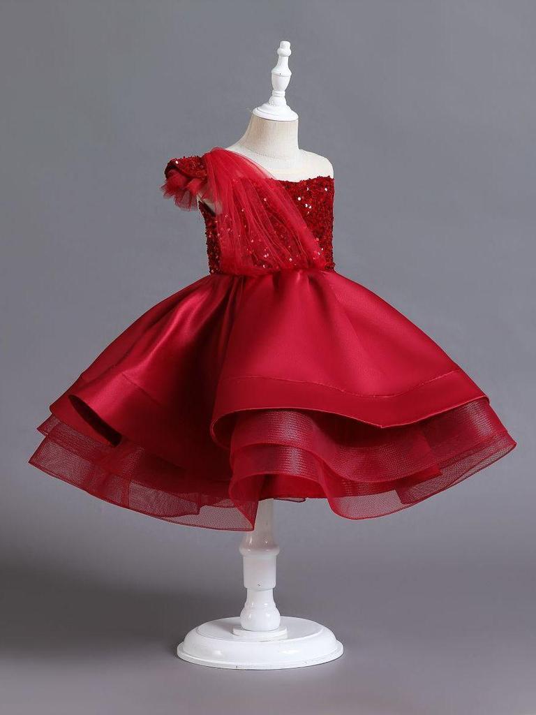 Princess Dress for Girls - Puffy Sequined Birthday, Performance, and Evening Wear