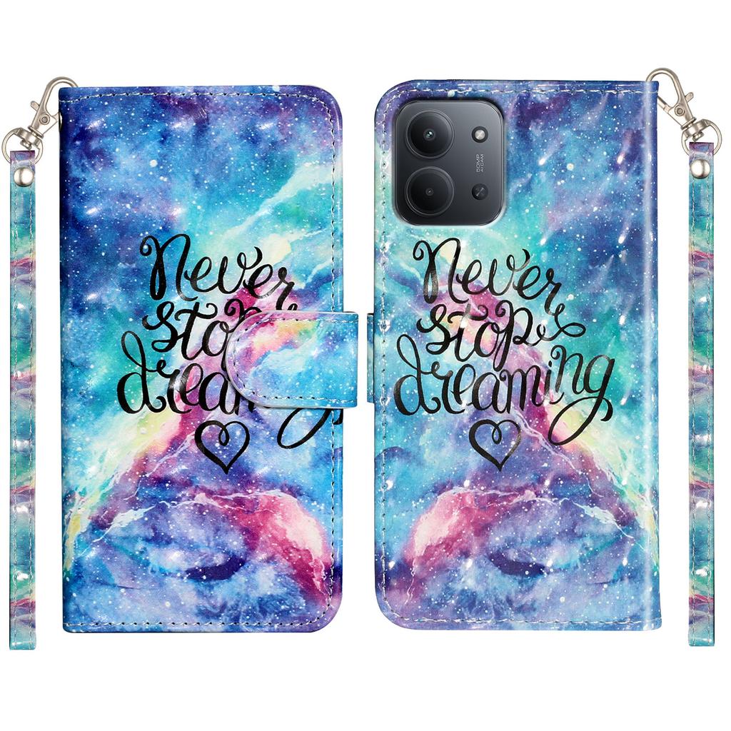 For Xiaomi Redmi 15C 4G (EU) (173mm)/15C 5G (EU) (173mm)/Poco C85 4G (173mm) Case Pattern Print Leather Phone Cover with Strap