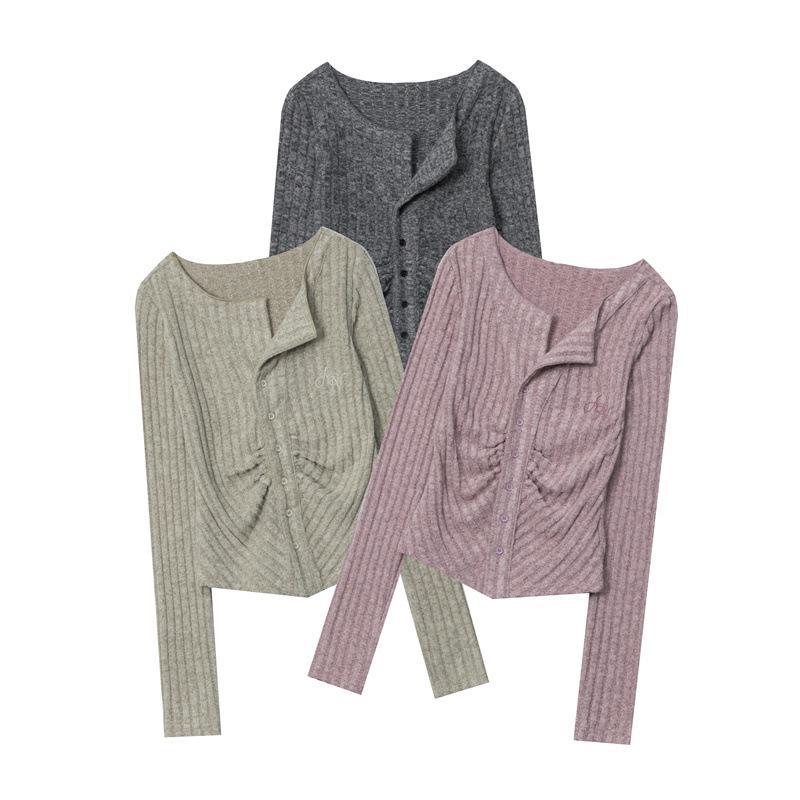 Autumn Women's Blouse Sexy Temperament Knitted Cardigan Single-breasted Long-sleeved Tide Top
