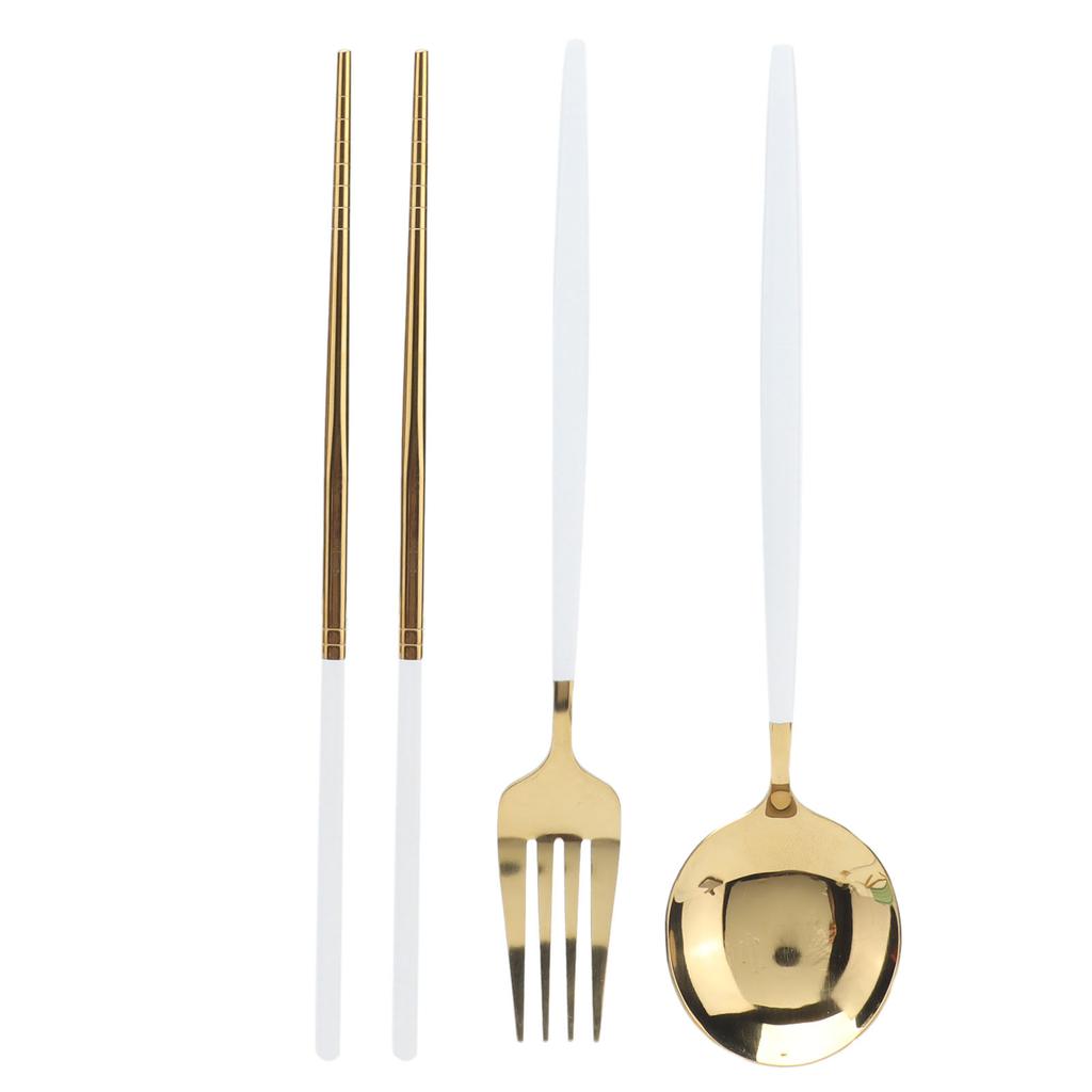 Portable Cutlery Set Stainless Steel Tableware Anti Corrosion Non Slip Anti Fading Chopsticks Spoon for Outdoor