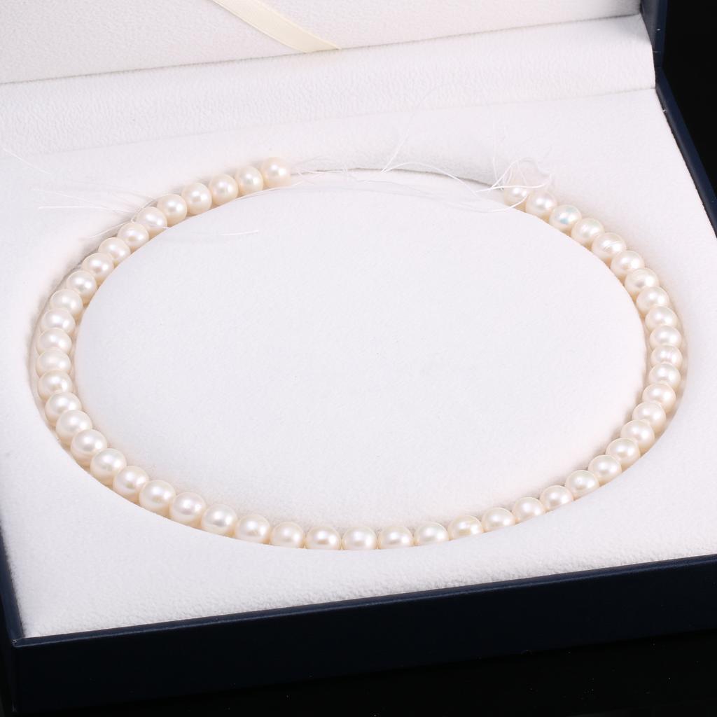 1String, White Natural Freshwater Pearls, Potato Shape Pearl Beads, 8–9 Mm, for DIY Necklace Accessories, Jewelry Making Valentine's Day Gifts, 36cm