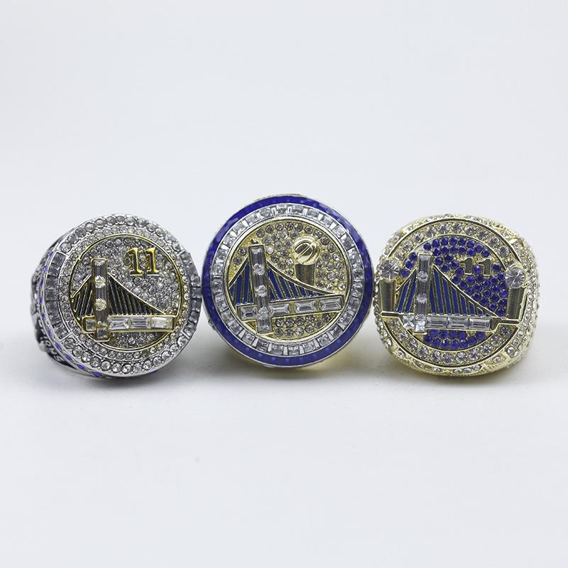 11 Thompson Golden State Warriors Championship Rings: 2015, 2017, 2018 - 3-Piece Set Size 11