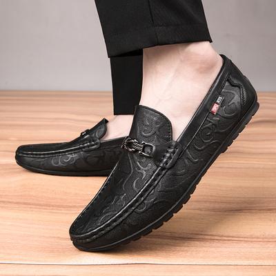 High Quality Spring Autumn Mens Casual Leather Shoes Men Loafer Iron Buckle Bean Shoes Mocasines White Black Slip-On Big Size 45