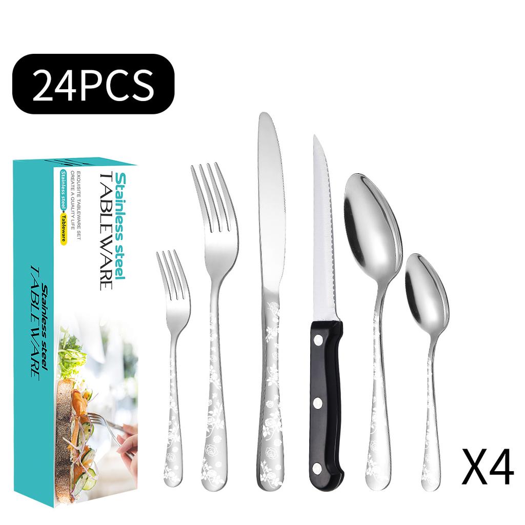 New Pattern Stainless Steel Tableware Suit Western Food/Steak Knife, Fork and Spoon 24 Pieces Suit