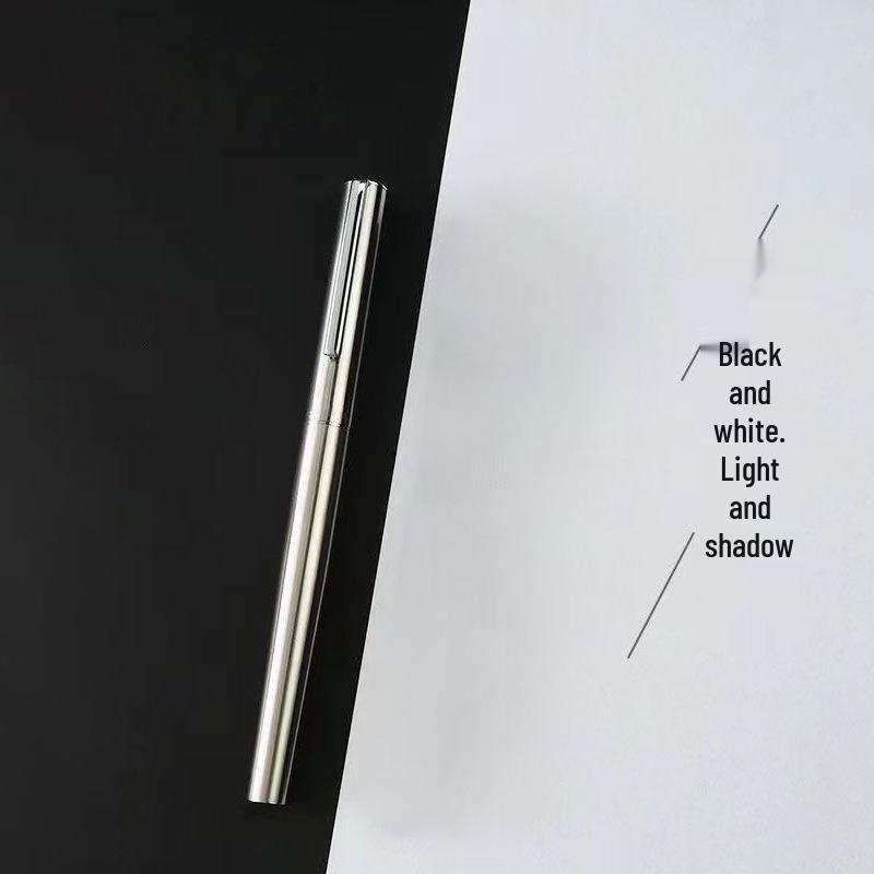 Перьевая ручка с чернильным мешком из нержавеющей стали - Идеально подходит для деловой переписки и подписи, Унисекс подарок. 0.5mm (Bright Straight Nib) белый
