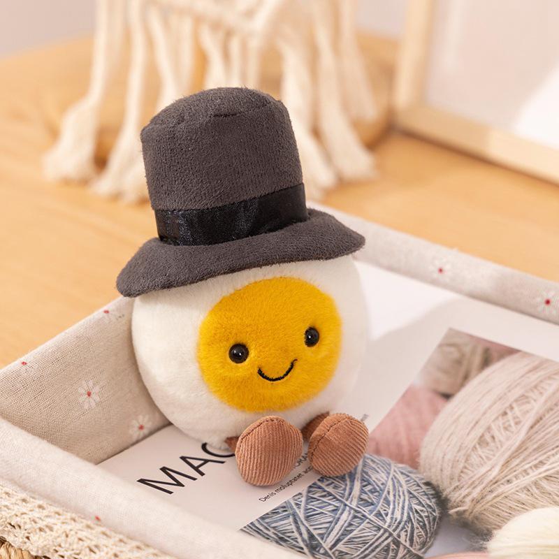 Boiled Egg Plush Toy - Humorous Simulation Egg Figurine, Fried Egg Doctor, Ornament, Graduation Gift for Boys