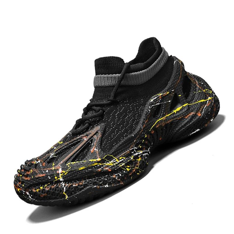 

Luminous Flying Fabric Sports Versatile Thick-soled Trendy Brand Comfortable and Breathable Mesh Fabric Men s Sports Shoes 44 чорний