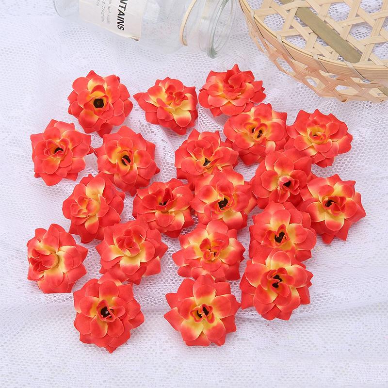 5/10/20Pcs 4.5cm Red Silk Artificial Rose Heads for Home Room Decorations Wedding Decoration DIY Bride Wreath Accessories