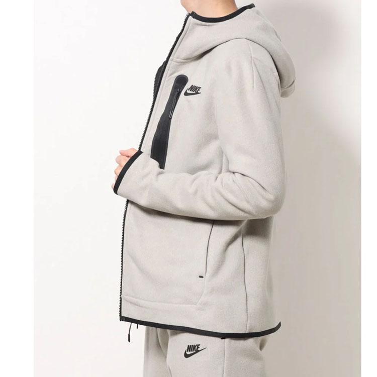 Nike Solid Color Print Logo Zip Hoodie Long Sleeve Sweatshirt Men Tops Pebble-Gray DQ4802-016