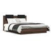 Bed Frame with Headboard Brown Oak Effect 120 X 190 Cm
