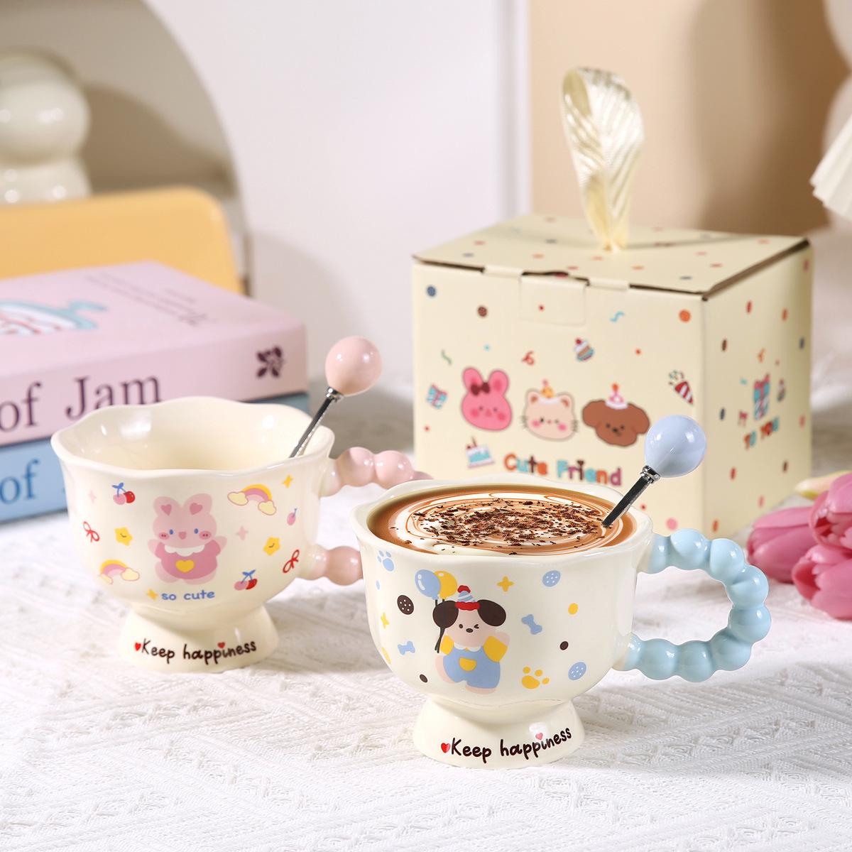 

High-Quality Cute Cartoon Ceramic Mug - Perfect Gift for Girlfriend s Birthday or Couple s Souvenir Blue Dog Cup