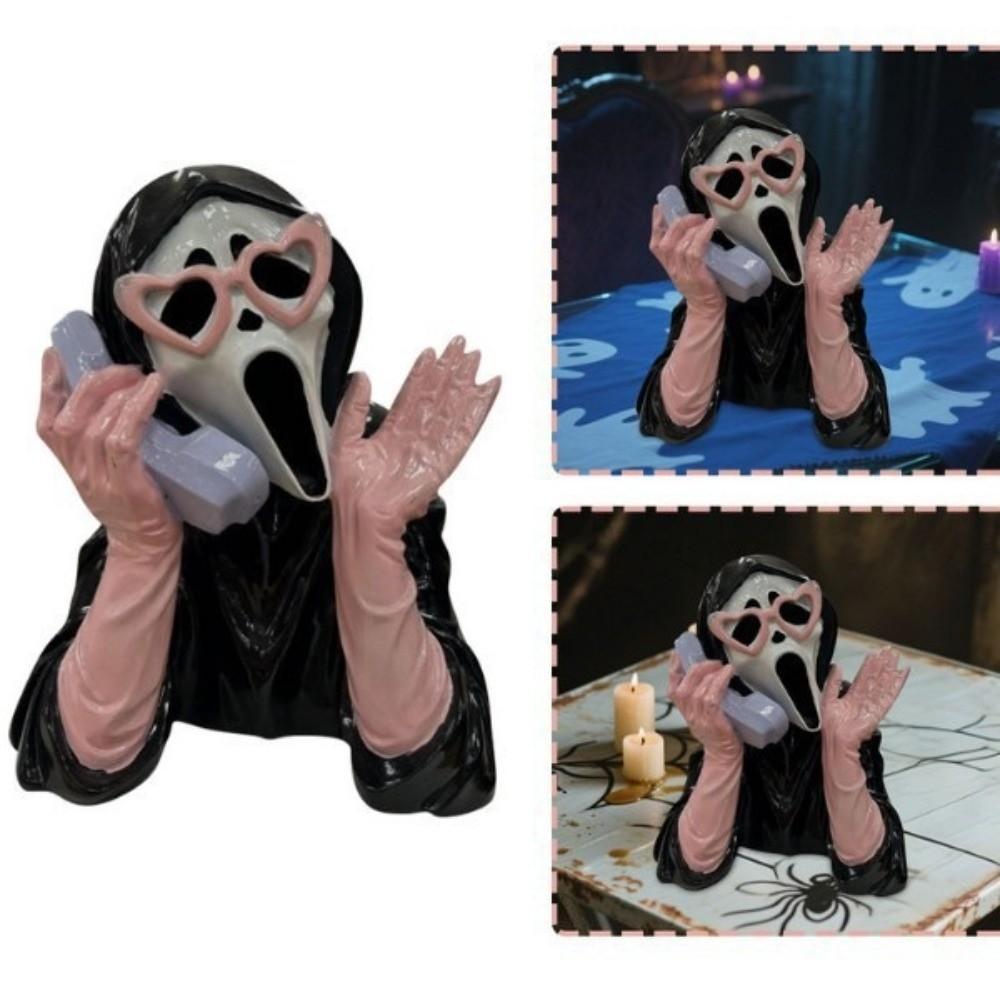 Pink Halloween Ghost Figurine Resin Glowing Ghost Ornament  Haunted House