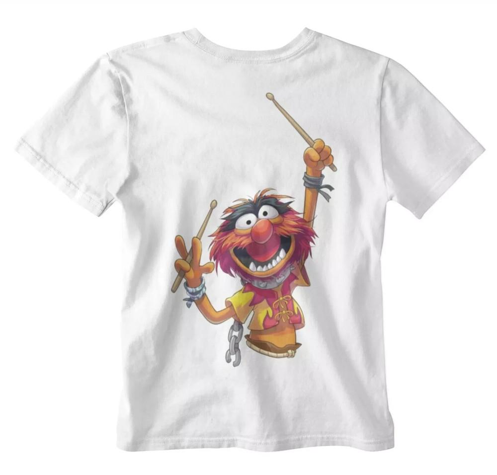 

Animal T-shirt Muppet White 70s 80s 90s Tee drummer 100% retro Unisex T-Shirt M