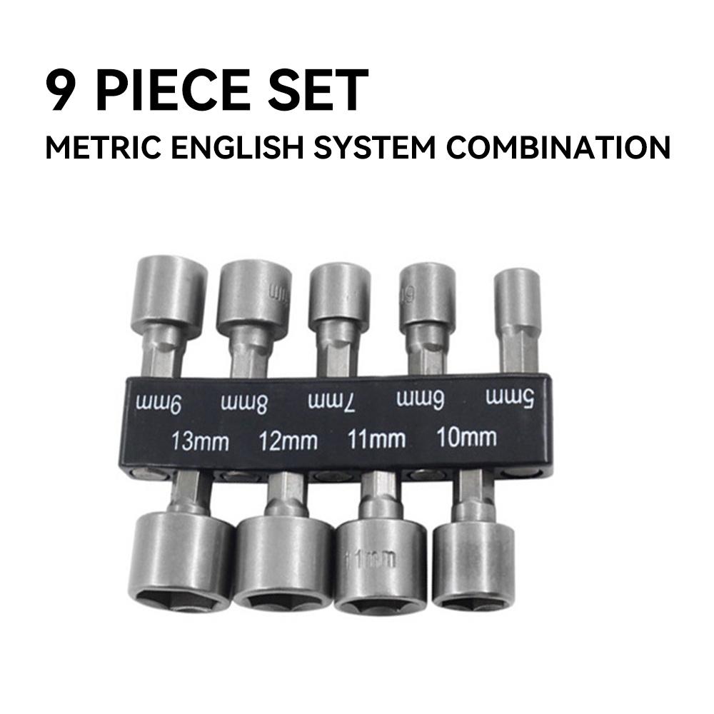 9pcs Non-magnetic Combination Socket Set Electric Hexagon Screwdriver Head Screw Insert Pneumatic Screwdriver Socket Head