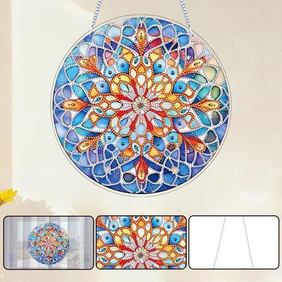 Flower Bird Butterfly DIY 2D Flat Acrylic Diamond Painting Ornaments Double Sided Gem 24cm for Adults Home Garden Wall Hanging