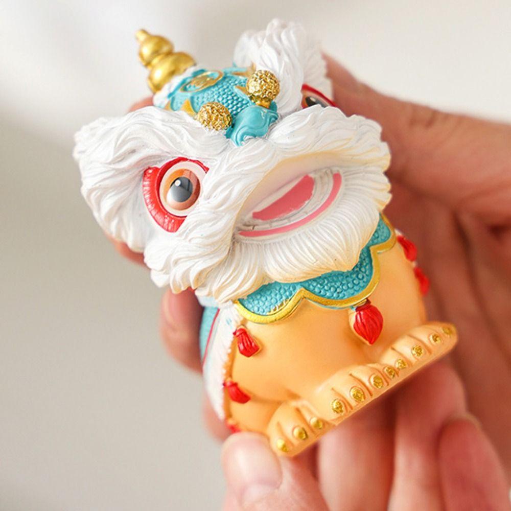 Resin Lion Ornament Cute Miniatures Figurine Sculpture Crafts Tea Pet  Living Room