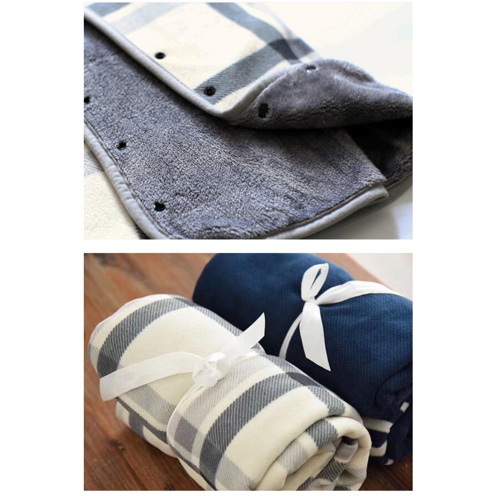 Flannel Blanket Snap Blanket Office Shawl Blanket Sofa Blanket Quilt Plaid Shawl Thickened Cape