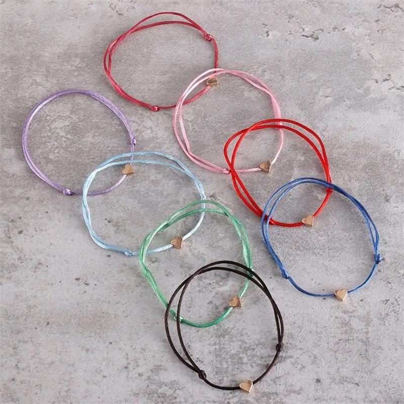 Set of 8 Delicate and Fashionable Heart Bracelets Delicate Heart Rope Stylish Hand Jewelry for Fashion Individuals