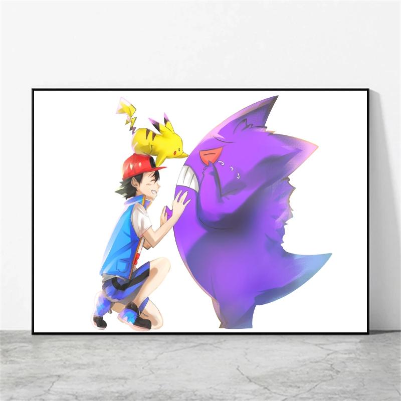Anime Canvas Paintings Pokemon Ash Ketchum Pikachu Poster Wall Decorative Brings Endless Joy Show The Cozy Home Atmosphere