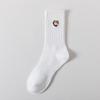 Cityboy Men’s Autumn/Winter White Cartoon Embroidery Socks - Trendy, Sweat-Absorbing Mid-Calf Sports Socks