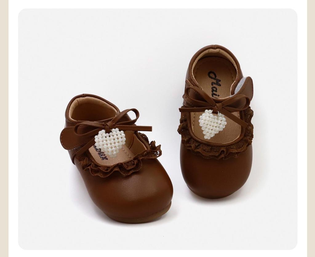 Spring 2026 Girls' Bow Princess Leather Shoes – Stylish Baby Walker Shoes