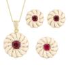 Jewelry Set Ornaments Stud Earrings Necklace Ring Luxury Vintage Court Enamel Square Women