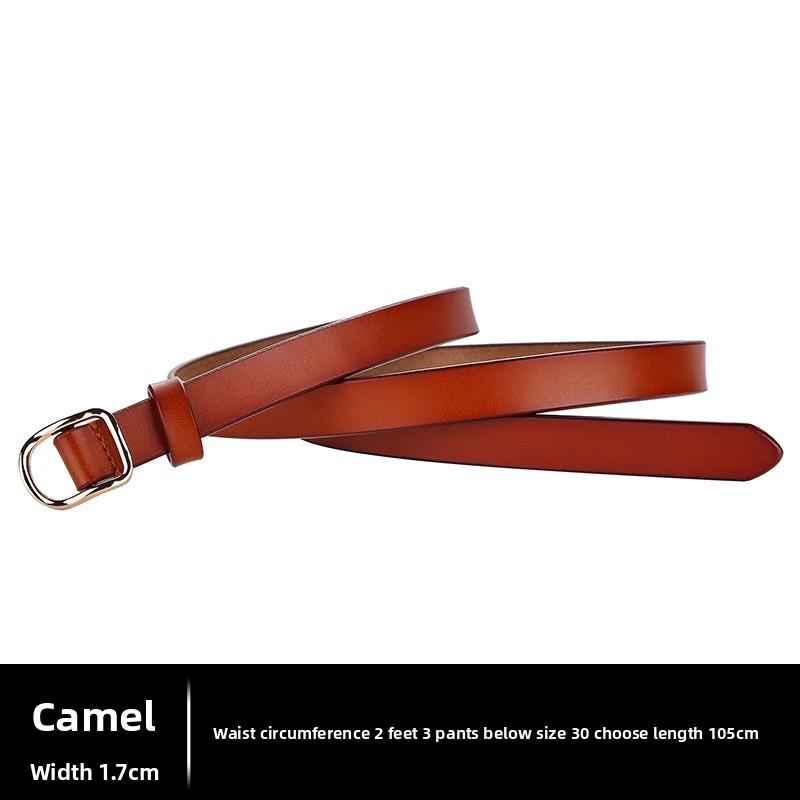 Female Leather Waist Belt With Painless Buckle And Twolayer Cowhide Material For Trendy Daily Use