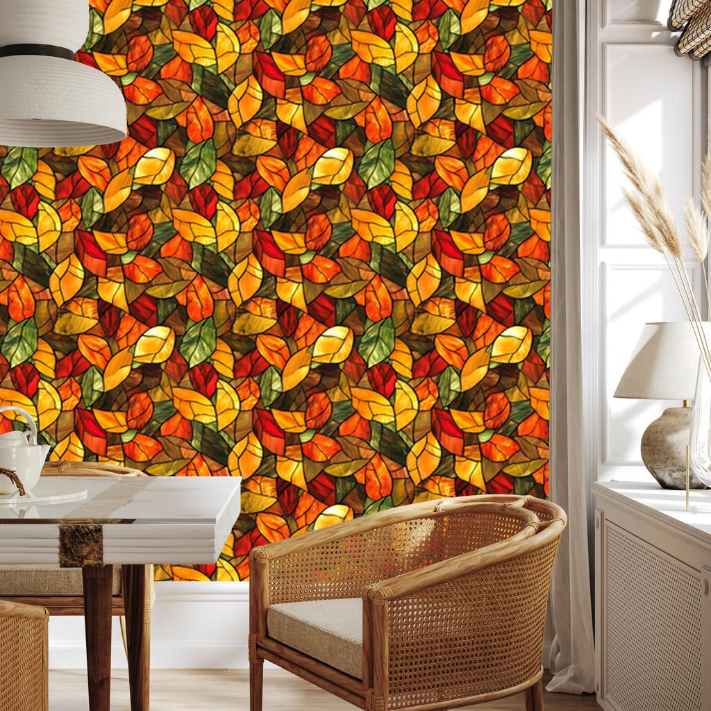 Gold and ochre stained glass wallpaper for living room and bedroom 50x1000