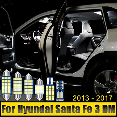 Per Hyundai Santa Fe 3 DM 2013 2014 2015 2016 2017 7 pezzi LED luci di lettura per auto, specchietto di cortesia, lampadine per bagagliaio, accessori
