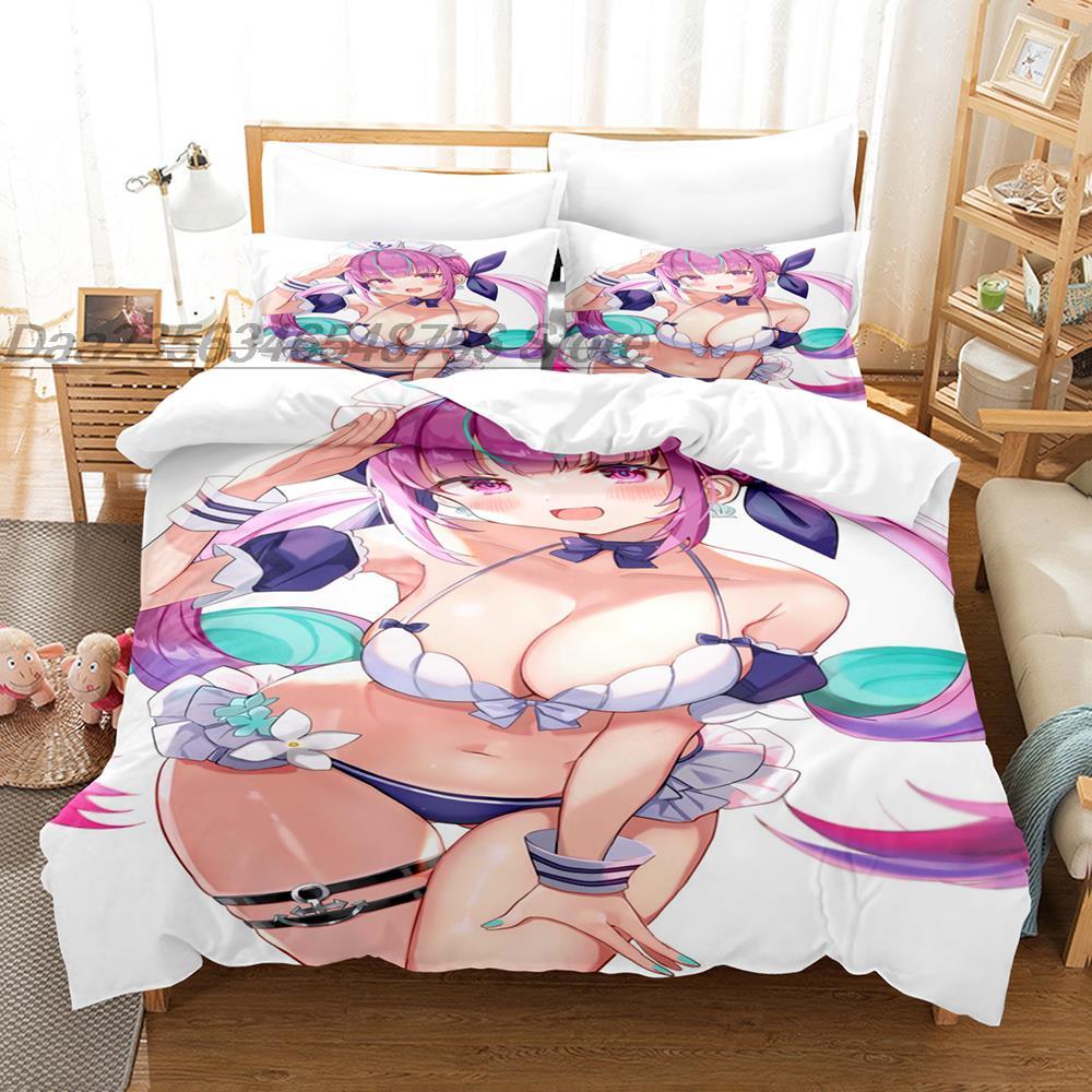 3D Print Anime Kawaii Girls Minato Aqua Bedding Set Single Twin Full Queen King Size Bed Set Adult Kid Bedroom Duvet cover Sets