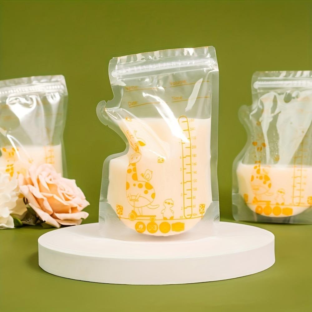 30 Peças 250ml Sacos de Armazenamento de Leite Materno Transparentes de PE Autoportantes com Bico Dosador, Design Plano Economizador de Espaço