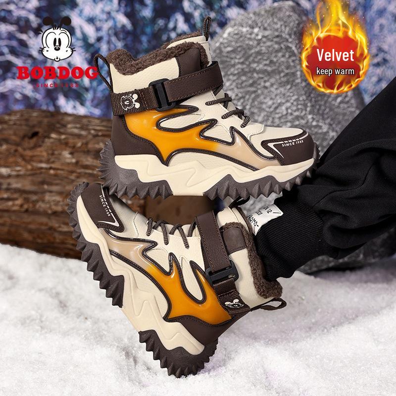 Bobodou Boys' Winter Snow Boots: Warm, Velvet-Lined, Non-Slip Boots for Kids
