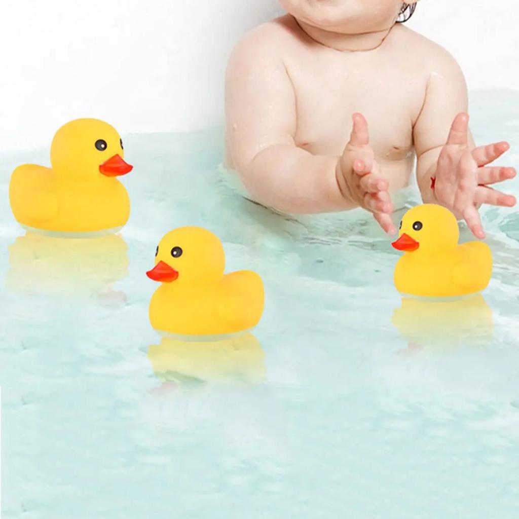 5Pcs Cute Duck Swimming Water Toys For Children Soft Rubber Float Squeeze Sound Squeaky Bathing Toy For Baby Bath Toys