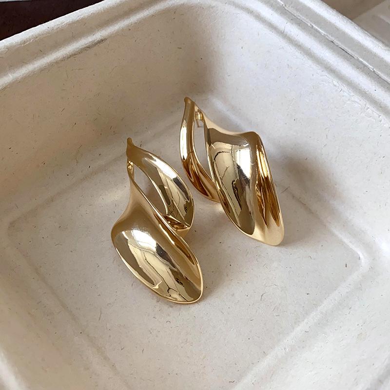 

Silver Needle Irregular Leaf Metal Stud Earrings Niche Personality Fashion Exaggeration Earrings High-end Trendy Unique Earrings Women