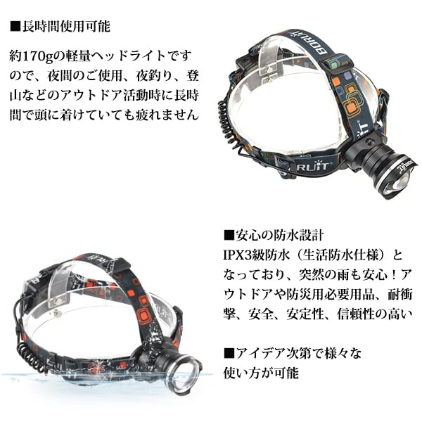AKIRARI LED 3 Zoom Adjustable Headlamp for Disaster High Adjustable Perfect for Night Outdoor and Power Compact Headlamp, Battery-Powered, Modes,