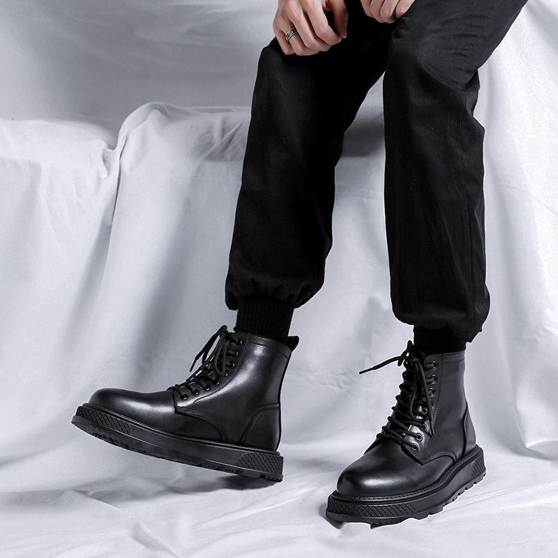 men luxury fashion motorcycle boots  designer shoes party nightclub dress cowboy genuine leather boot platform ankle botas