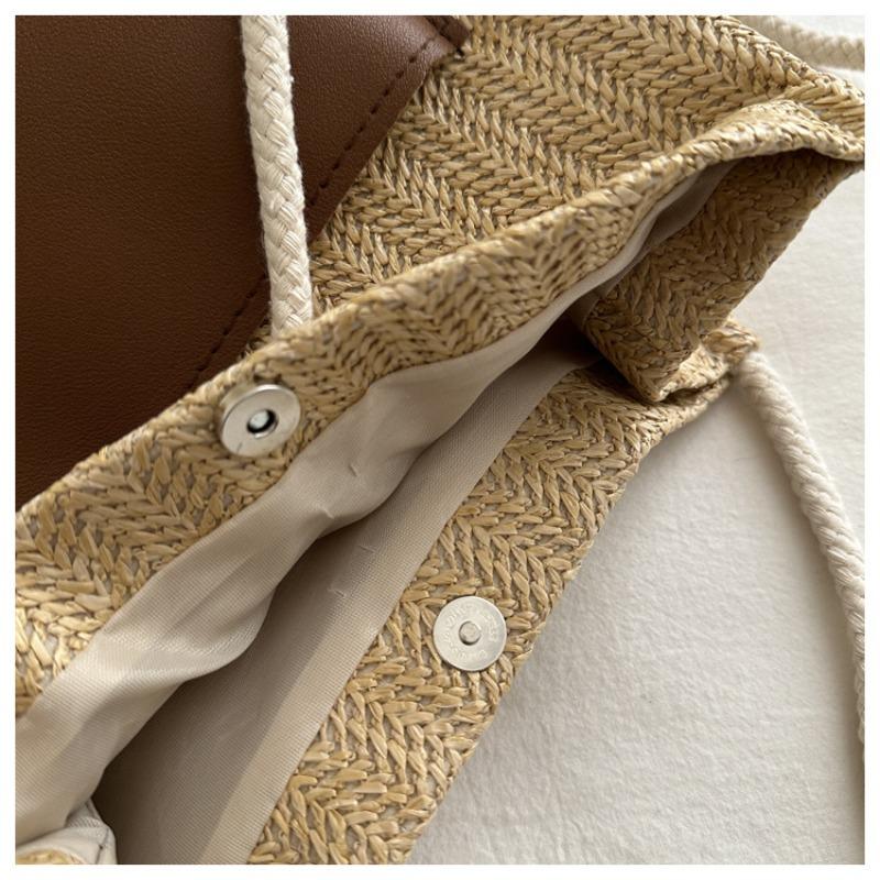 Straw large-capacity tote bucket bag women's summer new beach bag shoulder bag