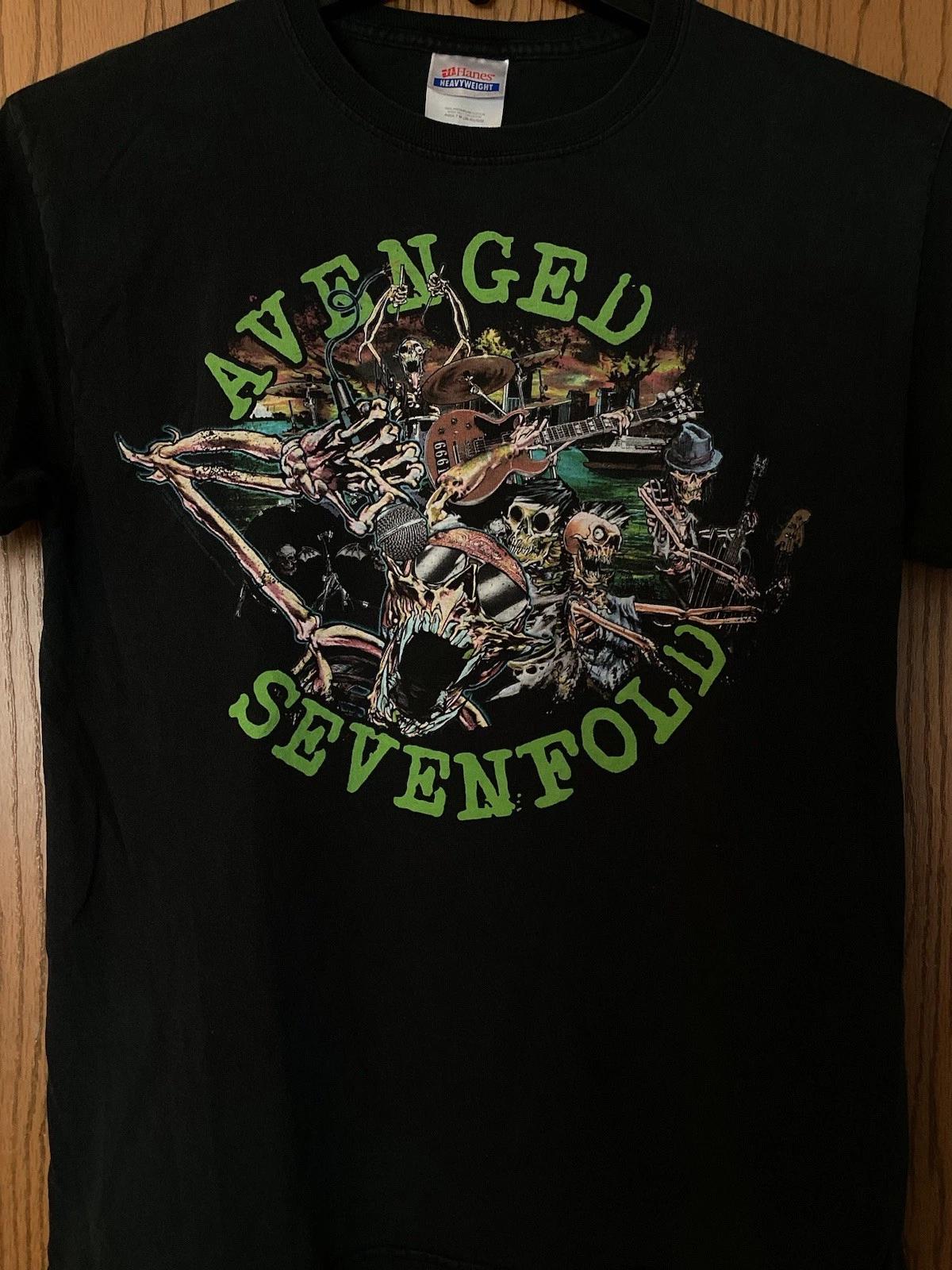 Avenged Sevenfold - Black Shirt Featuring Band Member Skeleton Images - M 2XL