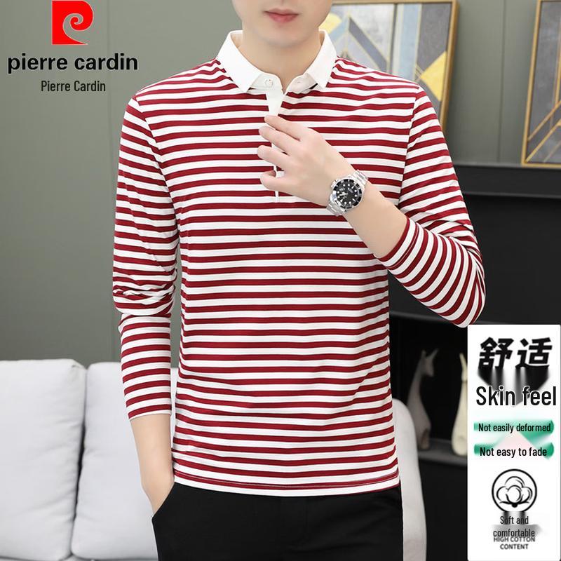 Pierre Cardin Men s Striped Long-Sleeve Polo Shirt XL