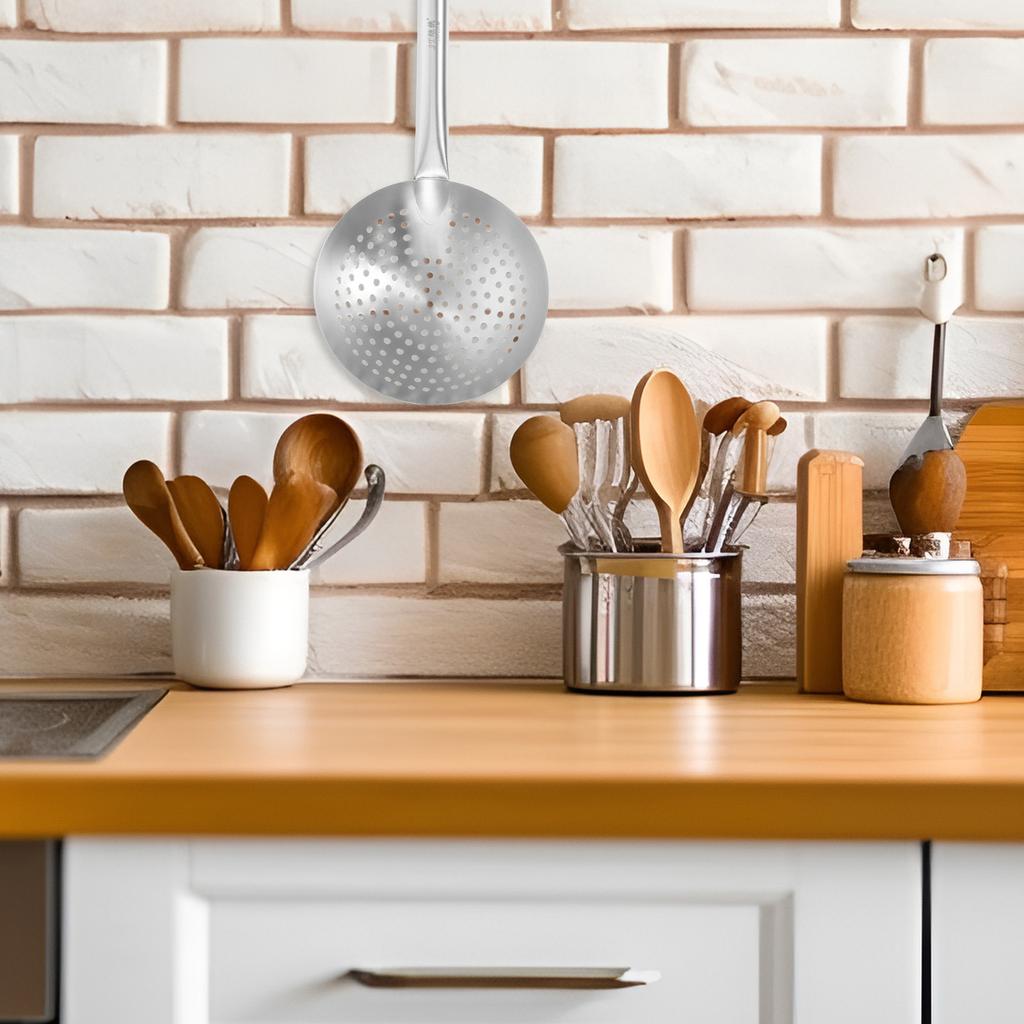 Professional Grade Stainless Steel Skimmer Ladle Fine Mesh Filter Spoon Ergonomic Design Easy Clean for Hot Pot Soup Cooking