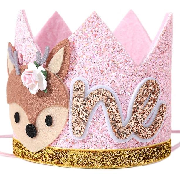 Winter Onederland Deer 1st Birthday Hat - Christmas Reindeer Birthday Crown, Miss OneDeerful First Birthday Decor