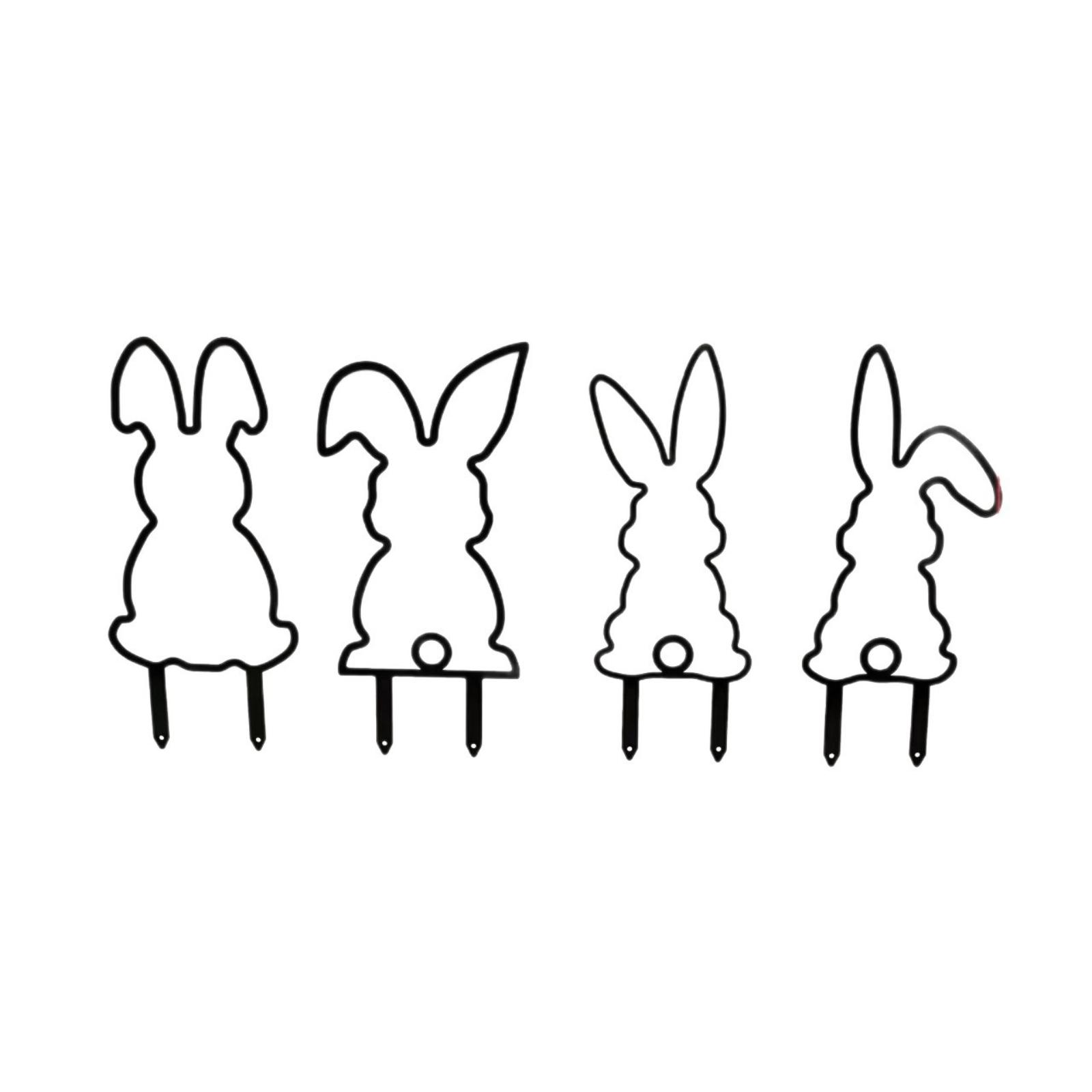 

4 шт. Металлическое уличное садовое украшение с колышком для втыкания в землю One Size чёрный