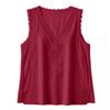 Womens Casual Summer Sleeveless V Neck Lace Trim Shirt